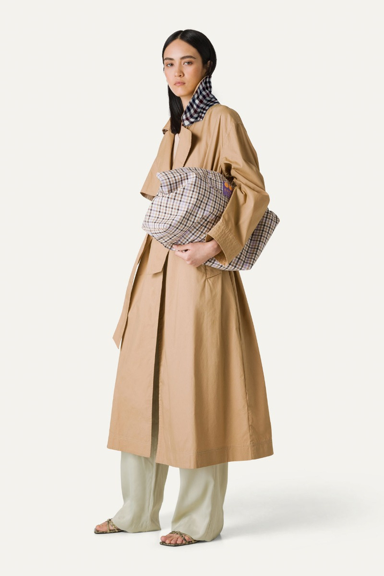 Oof Wear TRENCH LUNGO IN GABARDINA DI COTONE LEGGERO 9203 - NATURALE