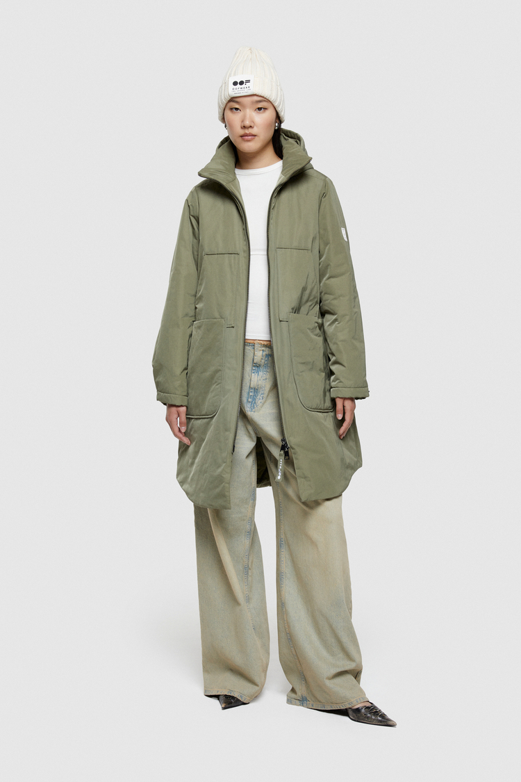 Oof Wear PARKA LUNGO 9094 IN NYLON MEMORY - VERDE MIMETICO