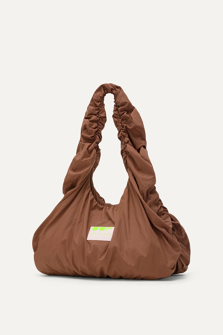 Oof Wear BORSA A SPALLA IN NYLON CRINCLE WATER REPELLENT 3079 - CIOCCOLATO